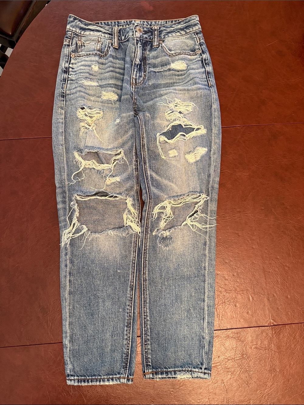 American Eagle Outfitters Light Blue Distressed Straight Jeans